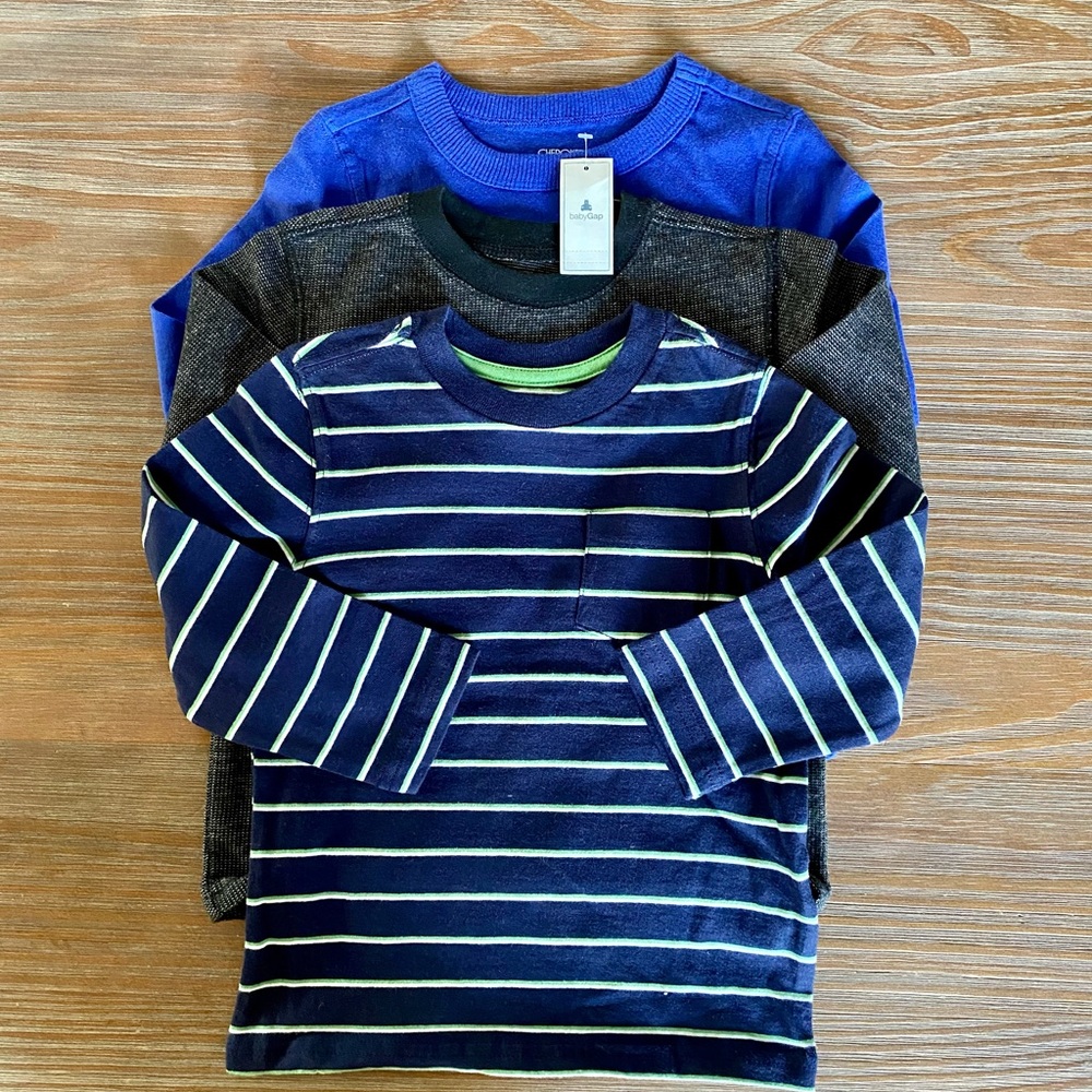 NWT 3 Long Sleeve T BUNDLE Baby GAP & Cherokee Size 3T - Picture 1 of 9